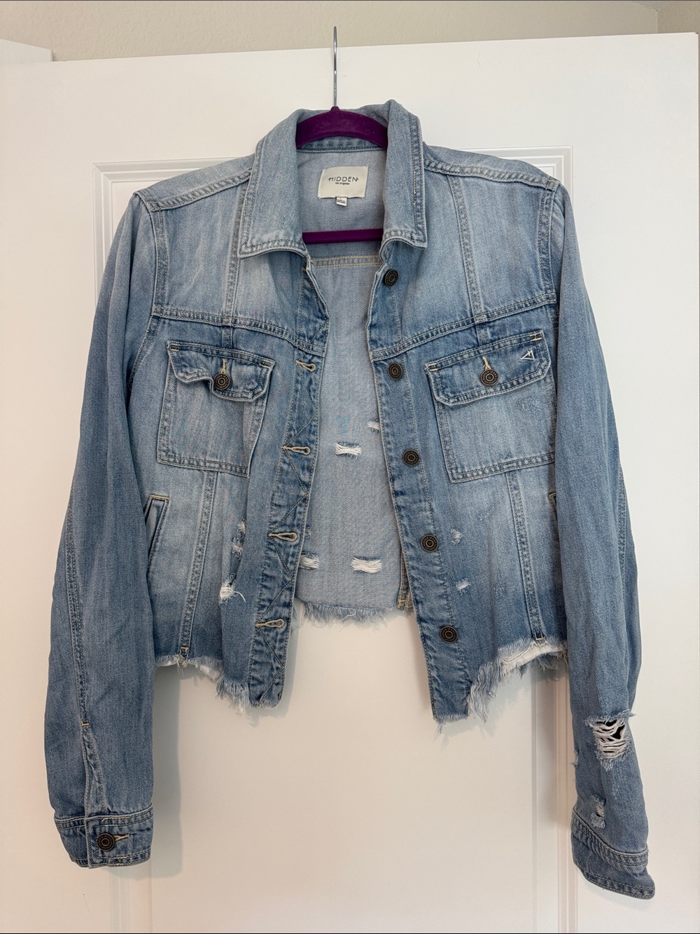 Hidden Jeans Light Blue Distressed Denim Jacket